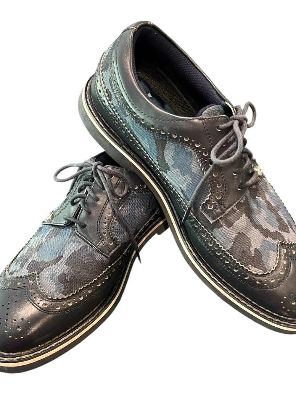 G Fore Men’s Gallivanter Leather Golf Shoes Skull Print Camo  Blue Size 9.5.